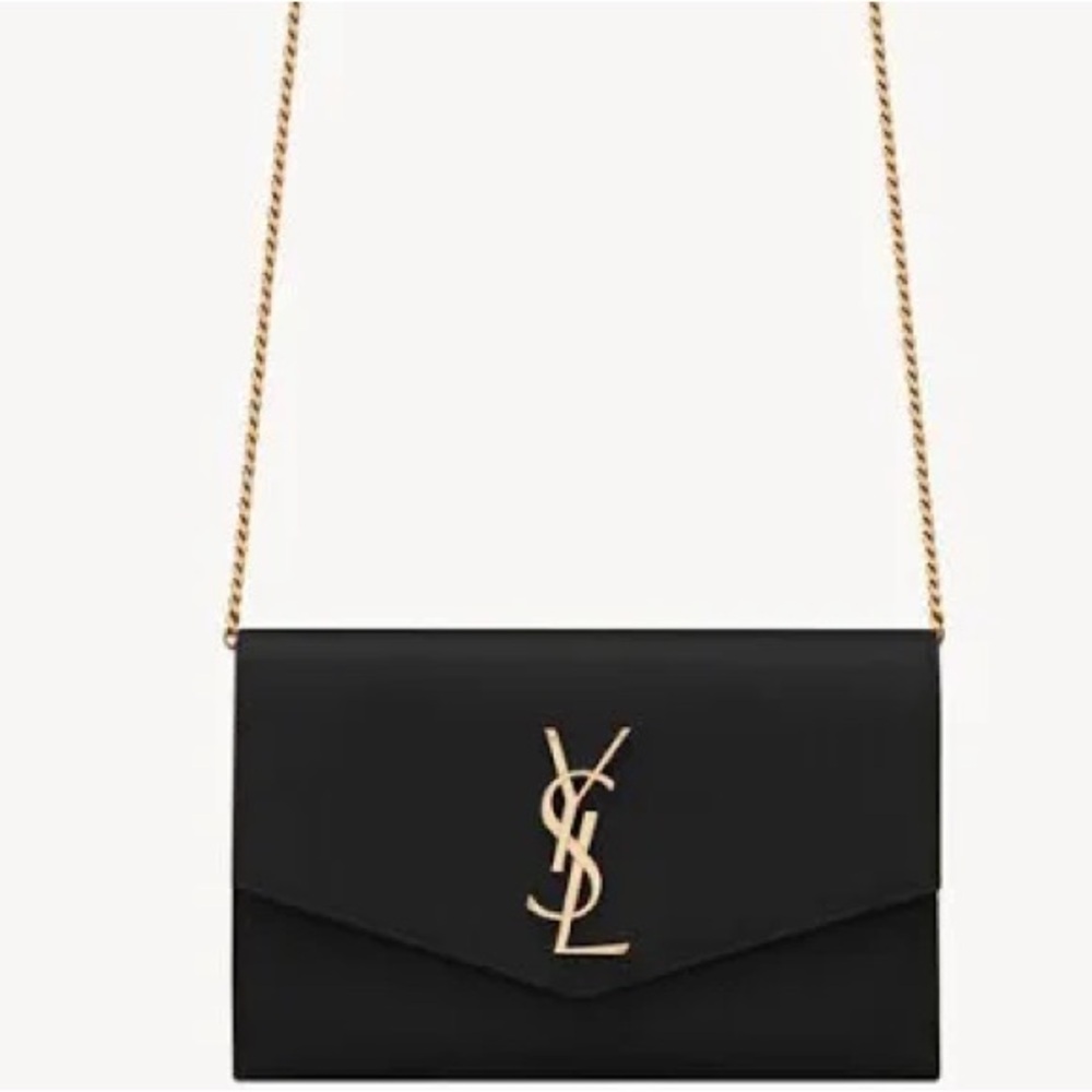 Saint Laurent Black Crossbody Bag with Gold Chain
